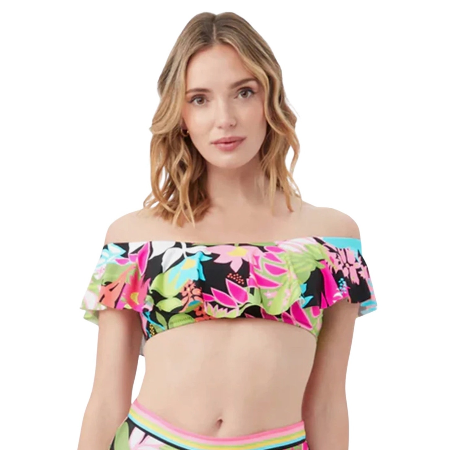 Nwt! Trina Turk Tiki Bandeau Top & Shirred Ring Hipster Swim Bottom - Size 6